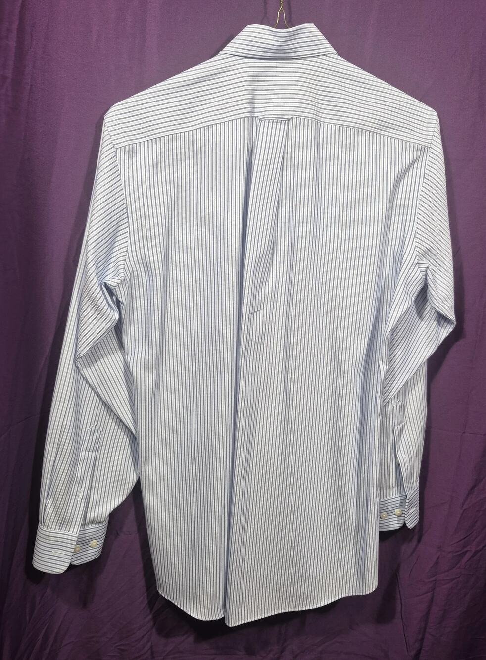 Kirkland Signature Mens Blue Striped Traditional Fit Non-Iron Dress Shirt 15 32 - Picture 5 of 5